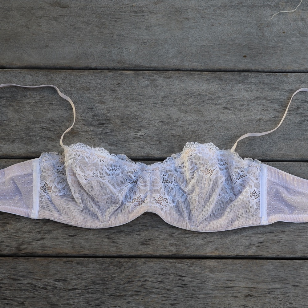 32D White Lace Bra